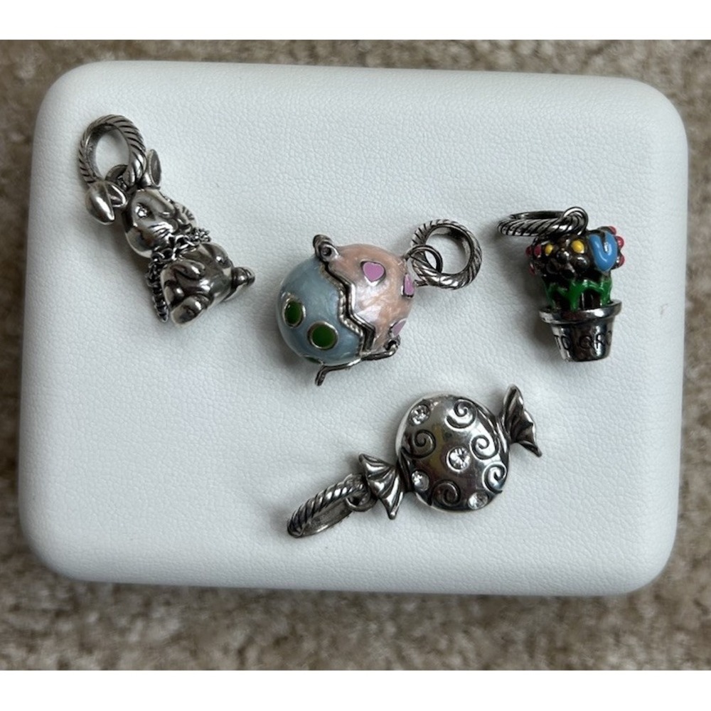 Brighton Easter Charms Set 4 Necklace Chain Bunny Egg Flowers Spring Candy